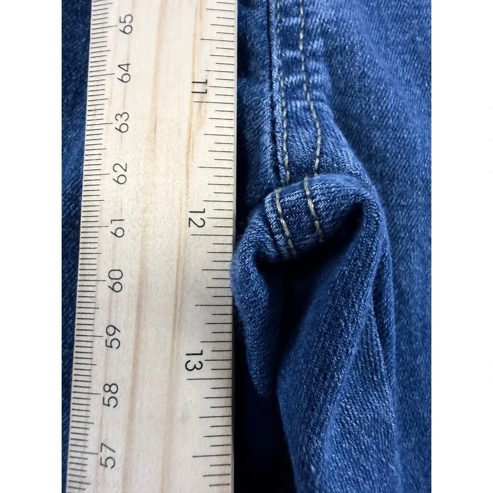 Jolie & Joy Jeans Womens 14 Blue Flare Pull On Denim Pants Frayed Hem X5F0021D